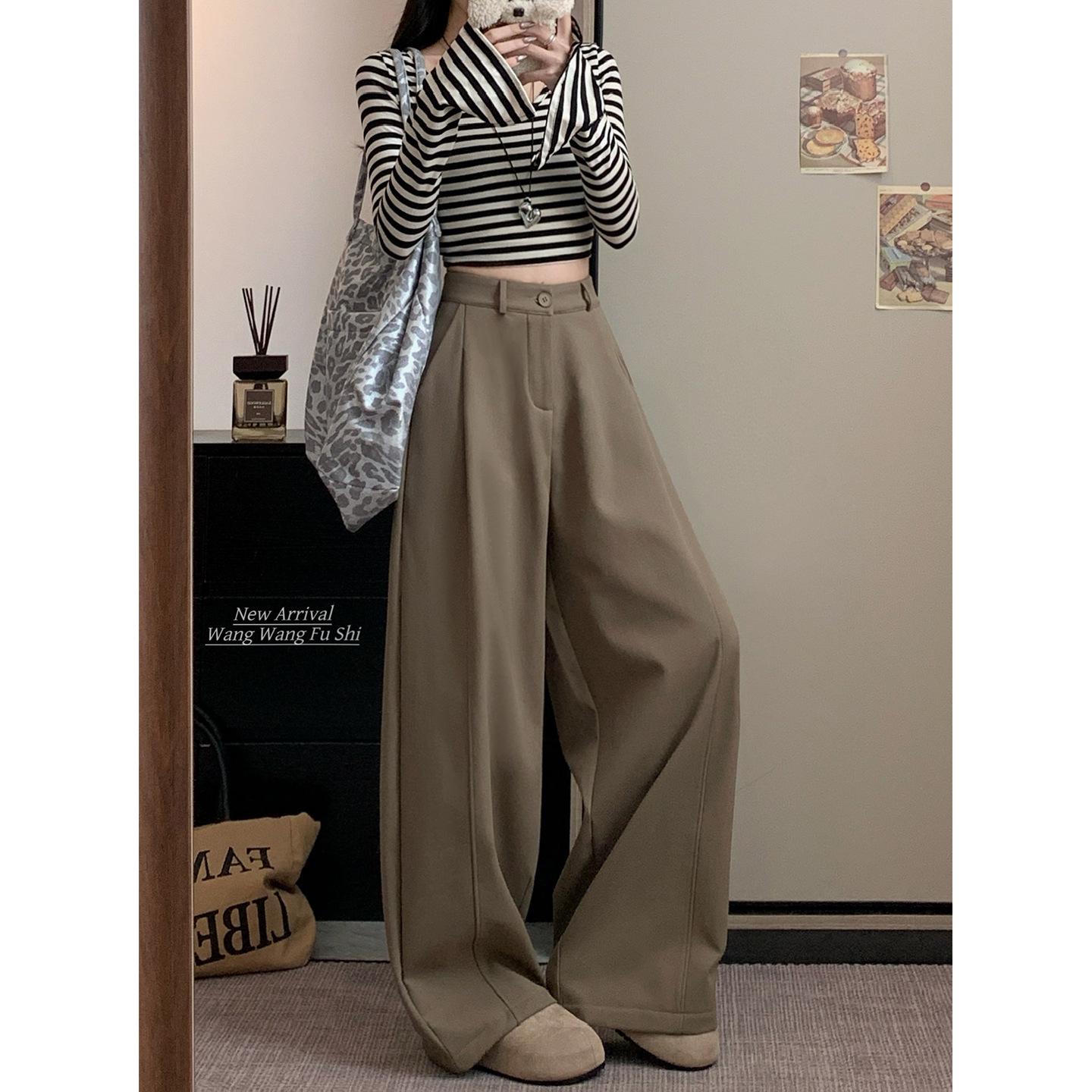 High Waist Velvet Wide-Leg Pants - Women s Autumn/Winter 2025 Collection L кофейный