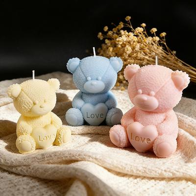 Plüschtexturform Herz Teddybär Kerzenform Bärenkerzenform Flexibel Für DIY-Bastelarbeiten Kerzenherstellung Gipsbasteln