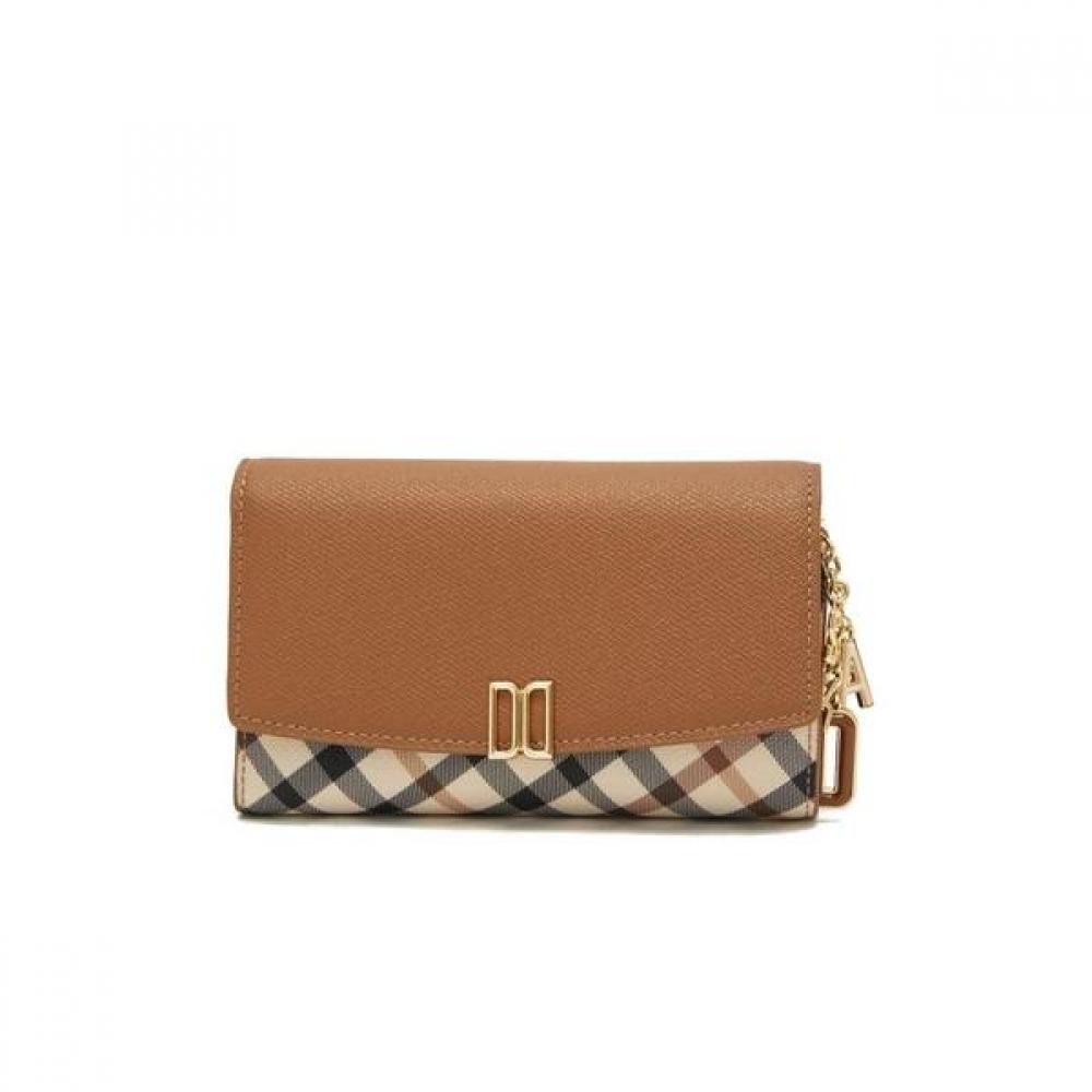 Daks Brown Check 3 Fold Wallet Dd Logo