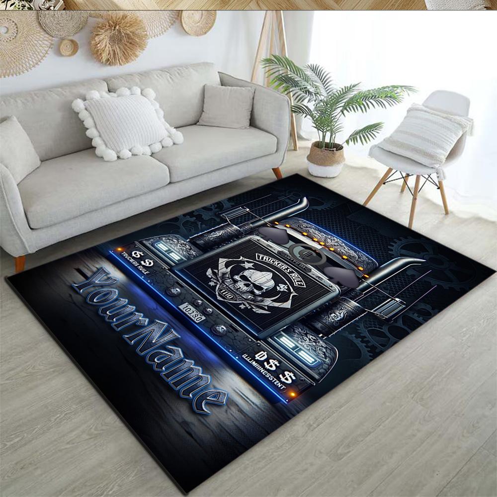 Kw Heavy Trucks Customize Your Name Area Rug Suitable for Foyer Kitchen Balcony Playrooms Antislip Carpet Office Home Decor Spiritual Gift