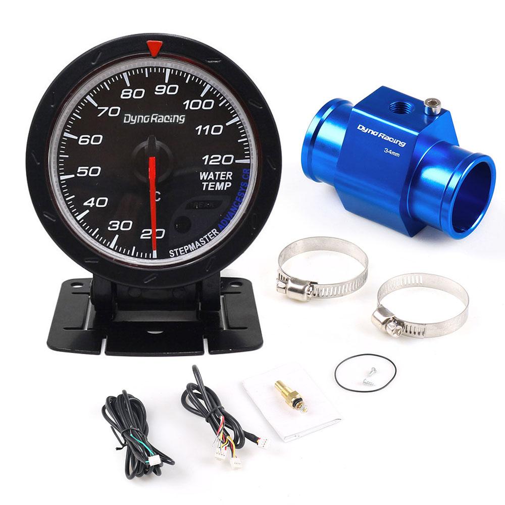 Dynoracing 60MM Indicatore della temperatura dell'acqua per auto 20-120 Celsius con adattatore sensore temperatura acqua per tubo comune 1/8NPT