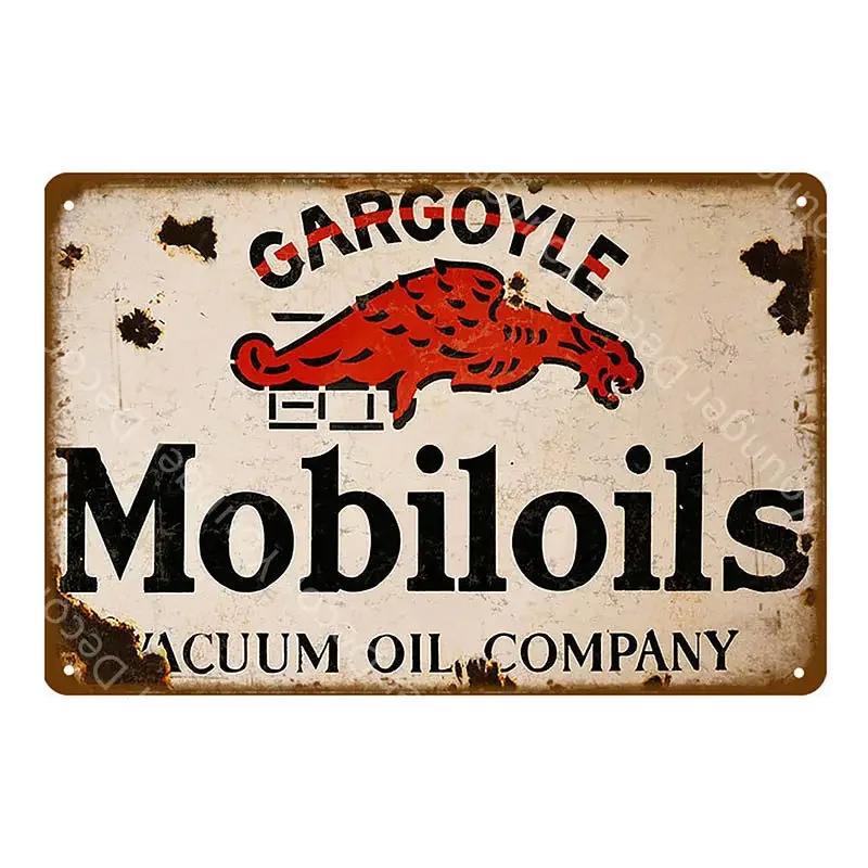 Motor Oil Mobiloil Metal Signs Gasoline Wall Plate Metal Vintage Garage Decor Bar Pub Man Cave Decorative Metal Plaque YA015