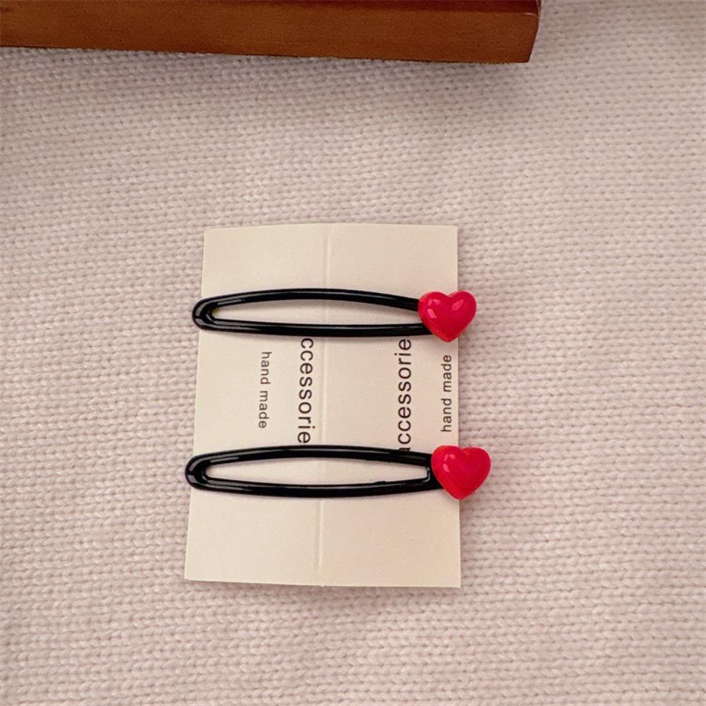 A Pair Cute Sweet Style Girls Hairpins Y2K Students Bangs Hair Clips  For Girls Women