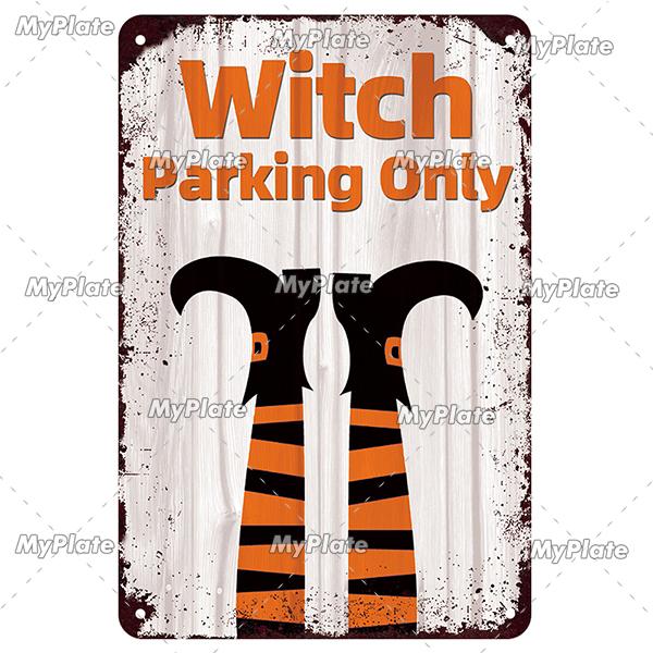 [MyPlate] Halloween Metal Sign Vintage Tin Sign Cafe Bar Decorative Plaque Home Decor Party Wall Sticker Witch Poster Gift