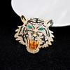 Roaring Tiger Head Pin Rhinestone Animal Badge Fashion Tiger Brooches Women Men