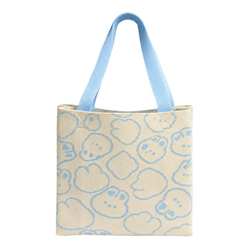 Large Capacity Sweet Cartoon Rabbit Knit Tote Handbag for Students