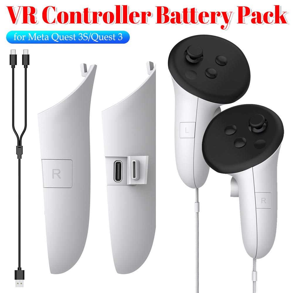Rechargeable Controller Grips Right Left Charging Grips Cover for Meta Quest 3S/3 VR Headset Controller Battery Pack Accessories