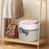 Foldable Dog Toy Storage Basket Cute Paw Print Dog Canvas Bag Pet Toys Clothes Storage Box Dog Cat Accessories Pet Supplies Pink