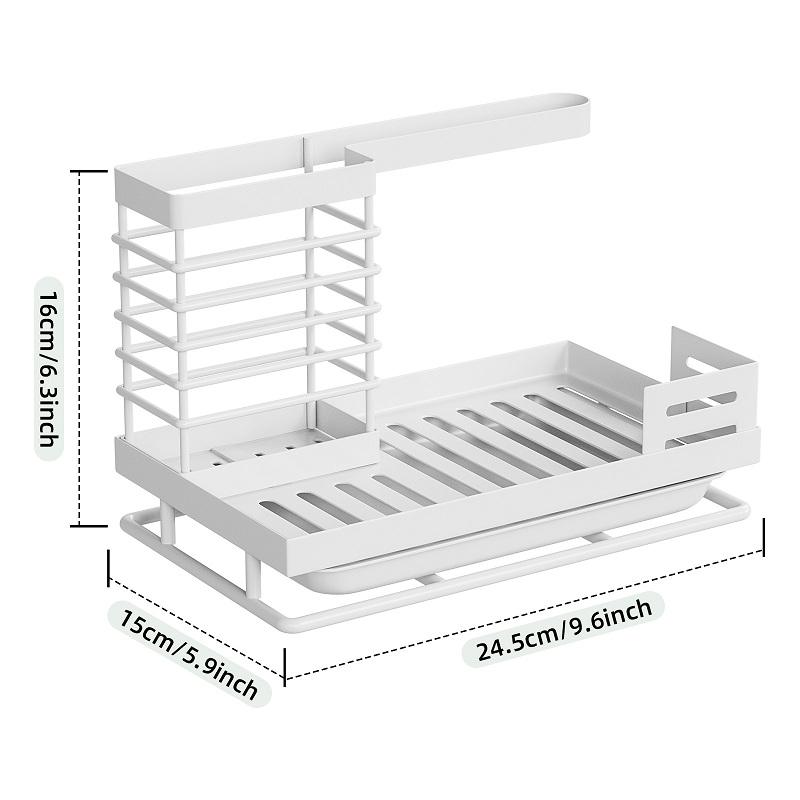 Kitchen Sink Organizer Metal Sink Caddy Sponge Holder Soap Drainer Shelf Drain Rack Dishcloth Hanger Brush Storage Drying Rack