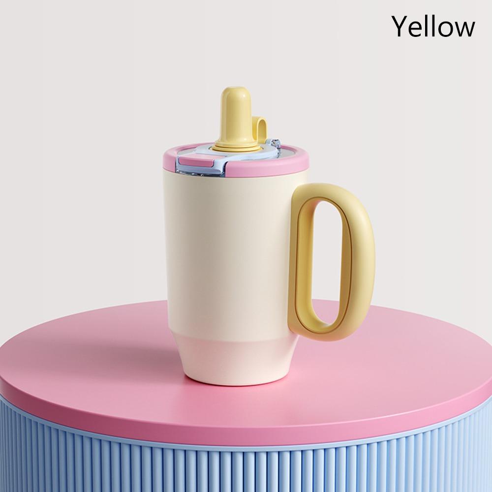 

Large Capacity Travel Kettle Travel Kettle Stainless Steel Coffee Cup Straw Insulated Cup Home Use жёлтый