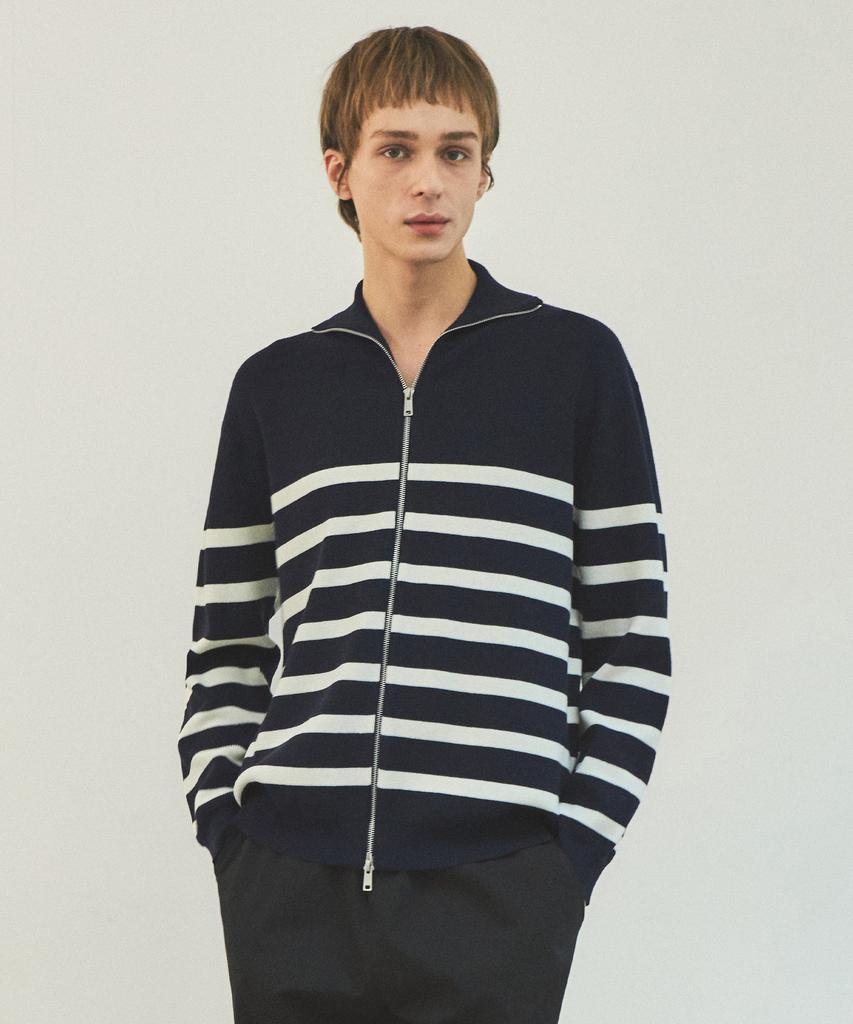 Wednesday Oasis Always High-Neck Striped Knit Zip-Up_3 Colors (Wc25-Kn06)