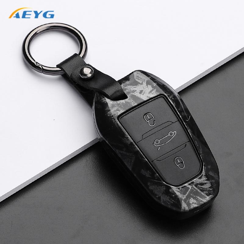 ABS Carbonfaser Autoschlüsselhülle Abdeckung für Peugeot 308 408 508 2008 3008 4008 5008 für Citroen C4 C6 C3-Xr Schlüsselanhänger Zubehör black
