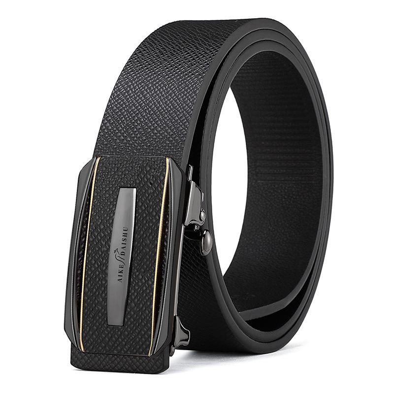 New Style Men's Toothless Automatic Buckle Leather Belt Business Casual Leather Pants Belt Middle Aged and Young Belt Men