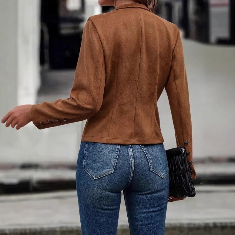 Retro Double-Breasted Suede Coat