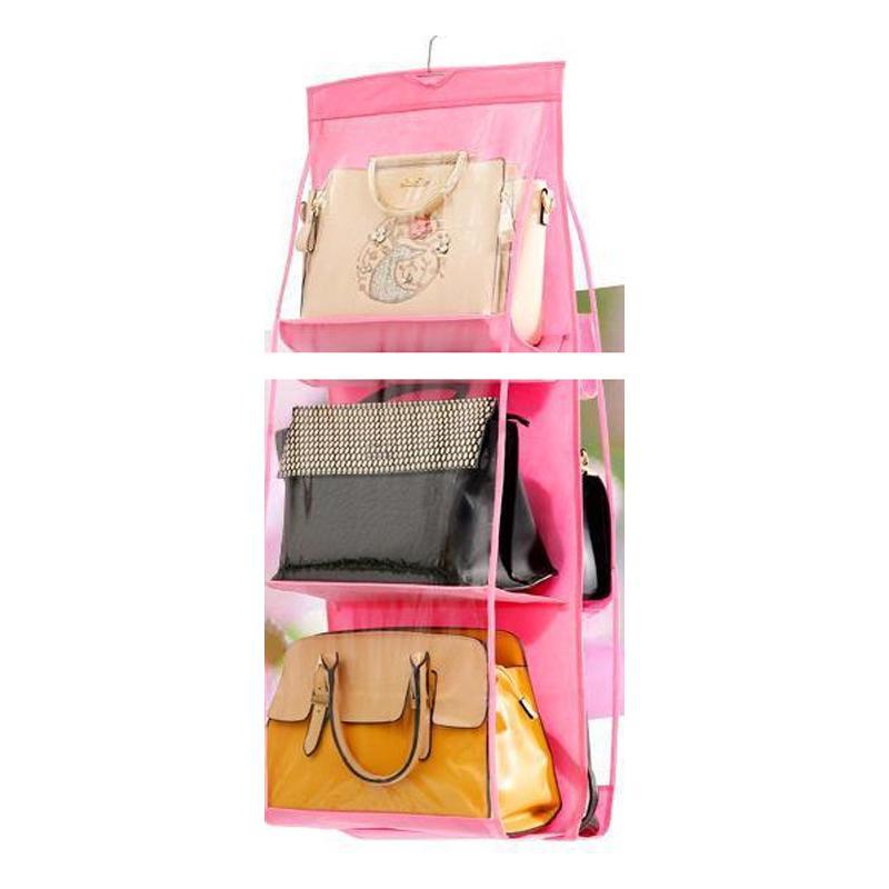 Modern Minimalist Hanging Wardrobe Organizer For Purses In Pink