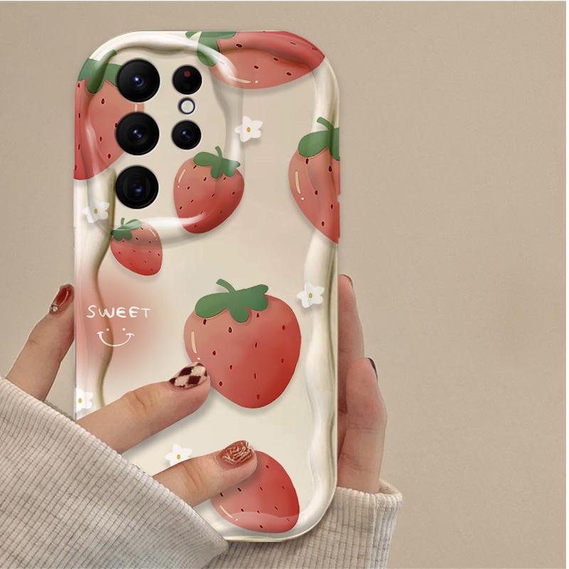 Kirsch Erdbeer Handyhülle Für Samsung Galaxy S25 S24 Ultra S23 S22 S21 S20 Plus FE A56 A36 A26 Stoßfest Weiche Silikonhülle