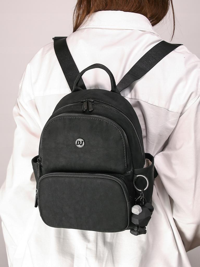 David Jones Women's Small City Backpack, Eco-leather, Black