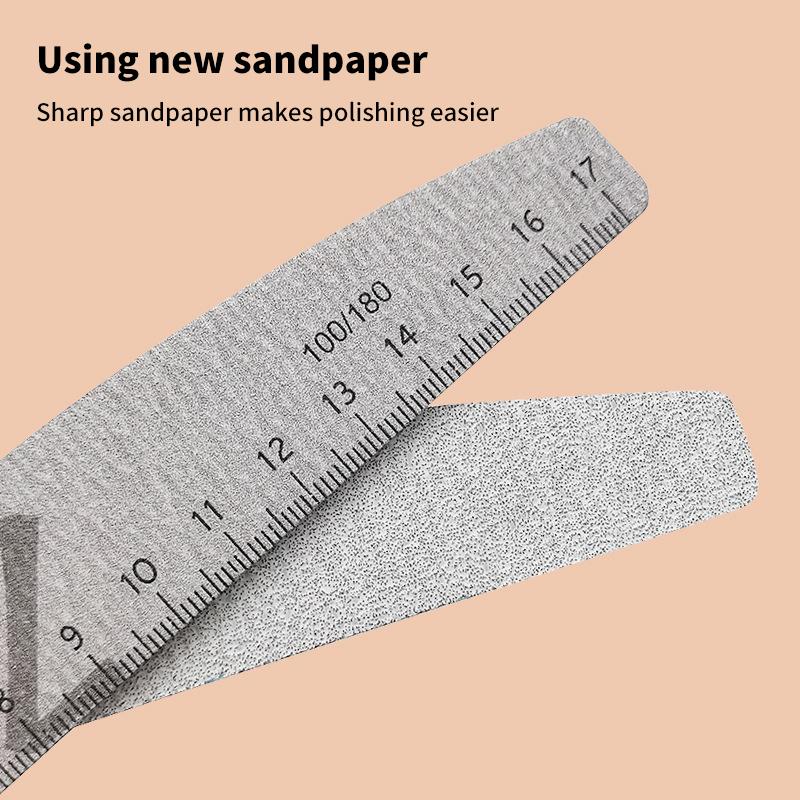 1Pcs Nail File With Ruler 80/100/150/180/240/320 Grit Sandpaper Disposable Cuticle Remover Buffers Manicure Tool