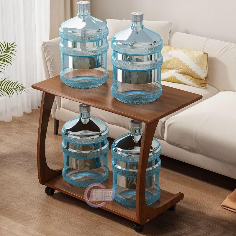 Bamboo Balcony Tea Table  Movable Living Room Side Table  Anti-Collision Bedside Stand  Space-Saving C-Shaped Sofa Table