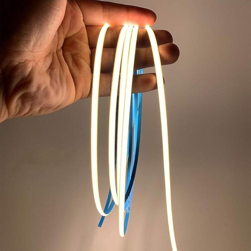 DC12v LED Strip Lighting,5mm width 6.6ft/2m Night Light, 480LEDs/M Uniform Glow COB Bendable Tape Light, Cutting Designed Rope Light, Flexible