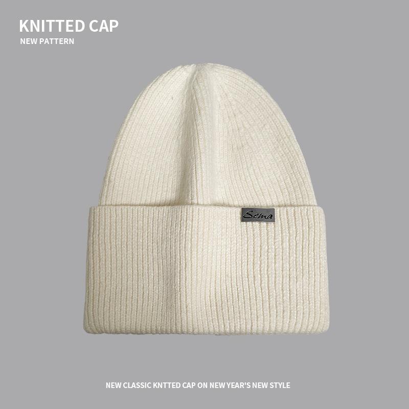Autumn and winter smiley face wool hat women's loose big head circumference cold hat thickened warm ear protector knitted hat