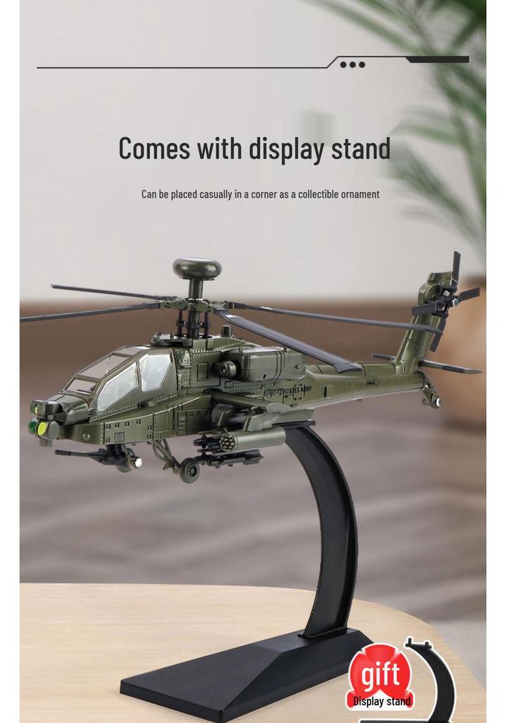 Apache Helicopter Alloy Model Military Toy for Kids