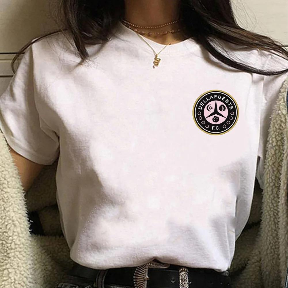 Dellafuente Printed Tshirt Casual Round Neck Short Sleeved Womens Fashionable Loose Short Sleeved Trendy Womens Clothing Tops