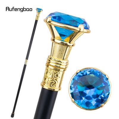 Blue Diamond Type Gouden Wandelstok Mode Decoratieve Wandelstok Gentleman Elegante Cosplay Cane Knop Crosier 93cm