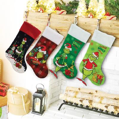 4 ks Grinch Vánoční punčochy na Vánoce Krb Vánoční stromek Závěsná dekorace