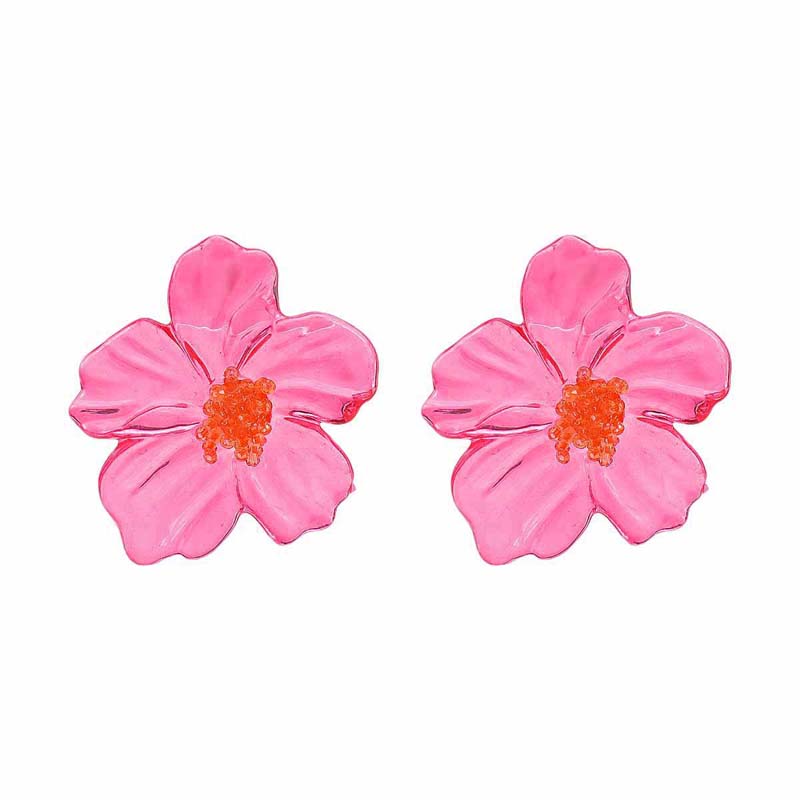 2026 New Trendy Colorful Resin Flower Stud Earrings for Women Exaggerated Large Petal Temperament Earrings Jewelry Accessories