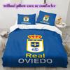 Biancheria da letto con motivo Real Oviedo, Set piumone Copripiumino Federa Regalo di Compleanno per la Casa (1*copripiumino+2*federe,senza imbottitura)