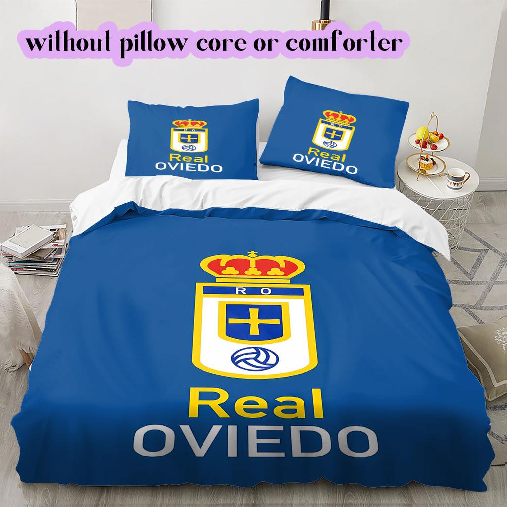 Biancheria da letto con motivo Real Oviedo, Set piumone Copripiumino Federa Regalo di Compleanno per la Casa (1*copripiumino+2*federe,senza imbottitura)