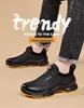 Laorentou Men's Genuine Leather Slip-On Running Shoes with Breathable Mesh and Rotating Buckle.