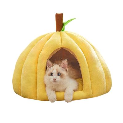 Casa para Mascotas de Calabaza de Peluche con Cojín Extraíble Otoño Invierno Cálida Cama Cueva para Perros Pequeños Medianos Gatos Gatito Cachorro de Peluche para Dormir en Interiores