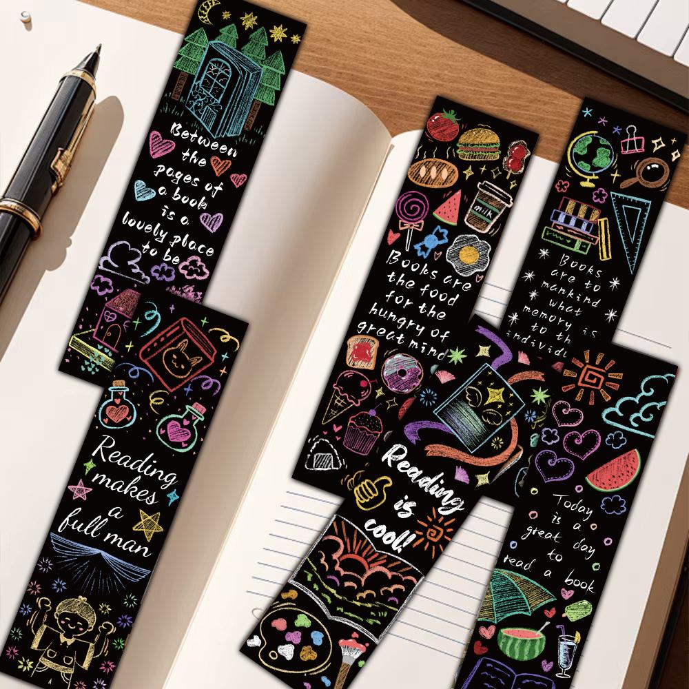 30PCS Read Books Bookmarks Aesthetic Modern Paper DIY Cartoon Decorative Office Stationary Creative Paper Cards Bookmarks