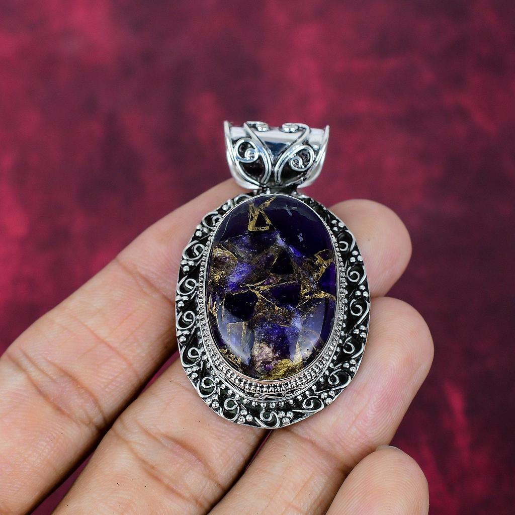 Copper Amethyst Handmade Gemstone Jewelry, 925 Solid Sterling Silver Pendant Antique Jewelry, Love Forever Gift