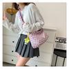 Stylish Gray And Blue Street Fashion Girls Plaid Nylon Messenger Shoulder Bag