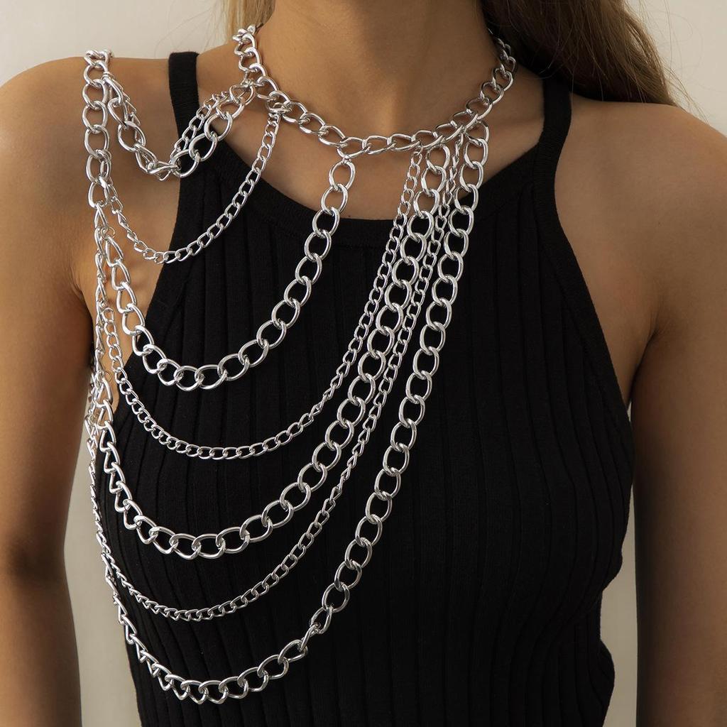 Fashion Trend Neck Chain Collarbone Necklace, Sexy Geometric U-Shaped Fringed Shoulder Body Chain For Women