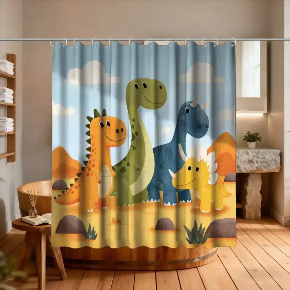 

1Pc Of Bathroom Shower Curtain, Dinosaur Archaeology Theme Day, Museum Day Shower Curtain, Includes 12 Hooks, 70.87*70.87Inch Ba W60H190(CM)-1 Pcs