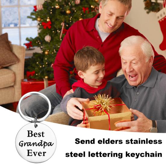 Stainless Steel Keychain Dad from Son Best Dad Ever Keychain Gift Double Sided Letter Print Keyring Valentine Day Heartwarming Gift