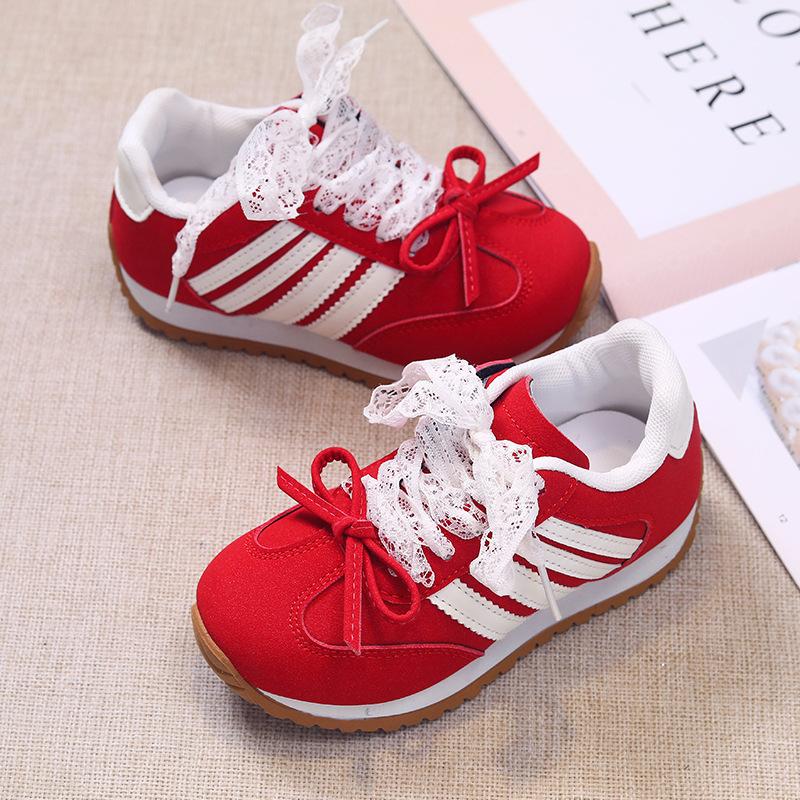 Children's Sports Shoes 2025 Autumn New Girls Red German Training Shoes Soft-soled Casual Board Shoes Girls Forrest Gump Shoes Tide
