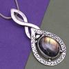 Pendant Silver  Peridot Labradorite Gemstone Jewelry Sterling 2.5" Fiery