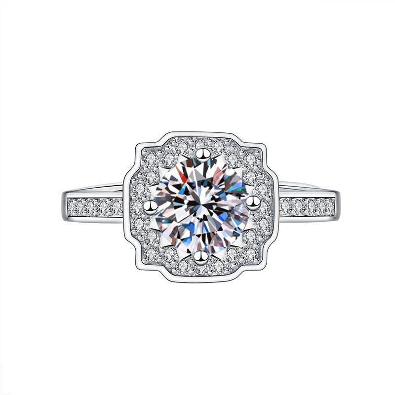 Open Adjustable European and American Style New Imitation Mosane Diamond Adjustable Girls' Ring Fashionable Creative Ring