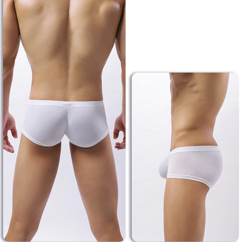 Herren Niedrig sitzende Eis Seide Boxershorts Sexy Einfarbige Dünne Unterhose Bequem Unsichtbar Enganliegende Unterwäsche