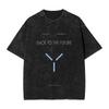Harajuku  Cotton Oversized TshirtMen Short Sleeve TeesBack To The Future Fire Streaks Summer Loose Washed Tops TShirt