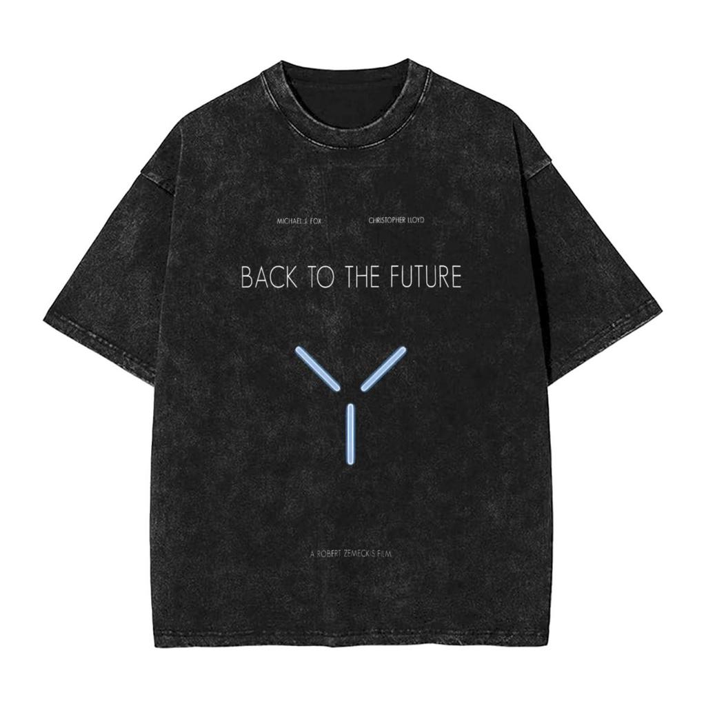 Harajuku Cotton Oversized TshirtMen Short Sleeve TeesBack To The Future Fire Streaks Summer Loose Washed Tops TShirt