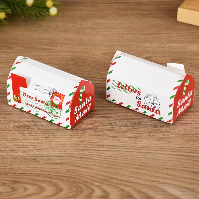 50pcs Christmas Mailbox Shape Candy Gift Box Kids Xmas Cookie Snack Packing Box Bag Navidad Noel Home Decor New Year
