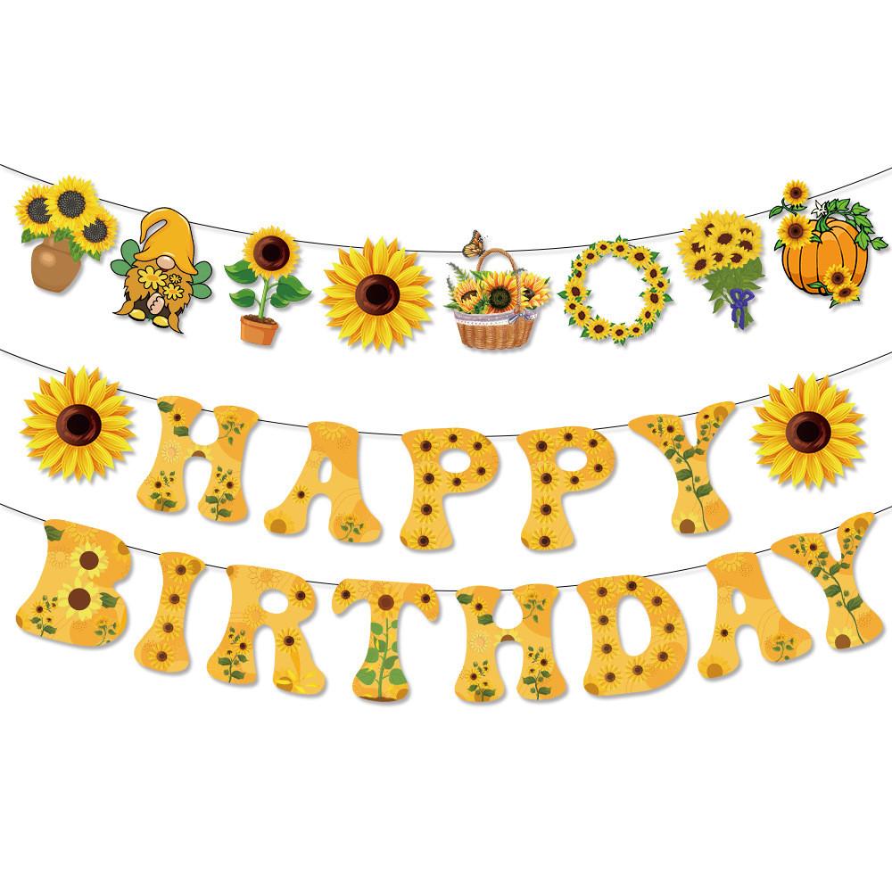 Sunflower Theme Letter Banner For Party Decor With Paper Material For Event Celebrations