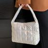 Soft Down Cotton Tote Bag Embroidered Puffy Bag Leisure Cotton-padded Handbag  Unisex