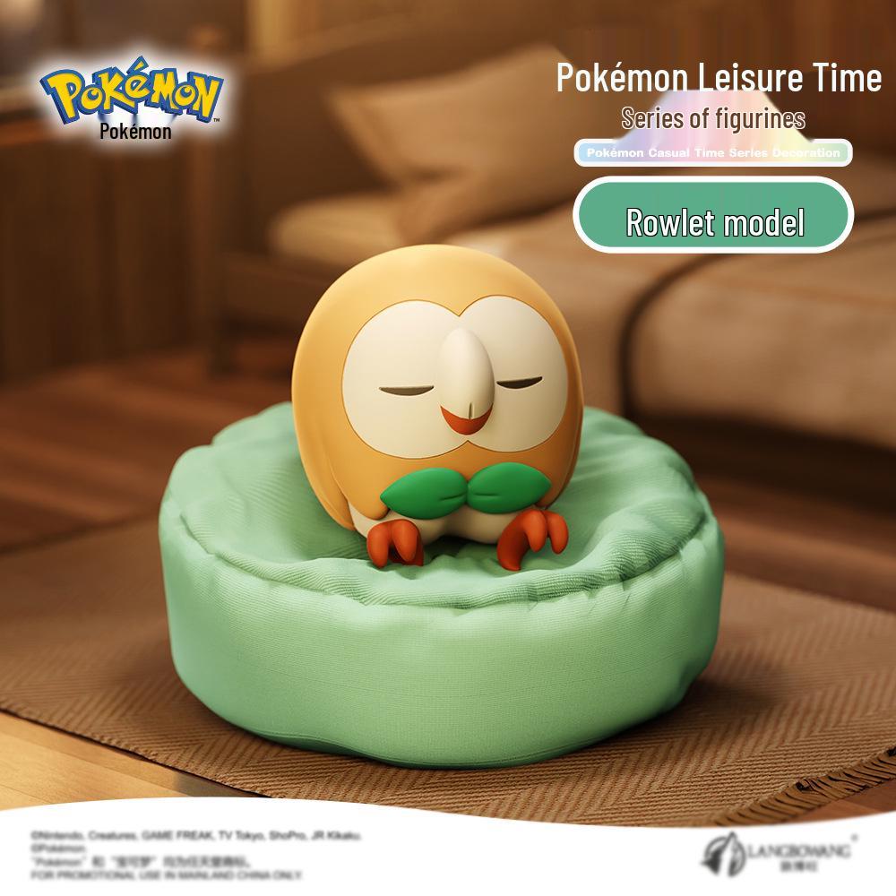 Genuine Pokémon Sleeping Pikachu & Rowlet Trendy Toy Ornament Model Figure Gift